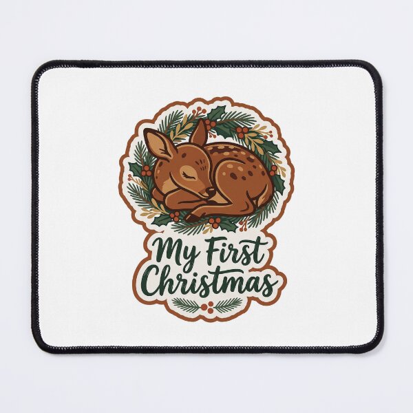 Item preview, My First Christmas — Sleeping Fawn and Wreath designed and sold by TheCalmEdit.