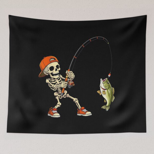 Item preview, Halloween Skeleton Fishing Bass Fisherman Funny Spooky  designed and sold by Suzu Comena.