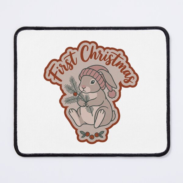 Item preview, First Christmas — Bunny in a Knitted Bobble Hat designed and sold by TheCalmEdit.