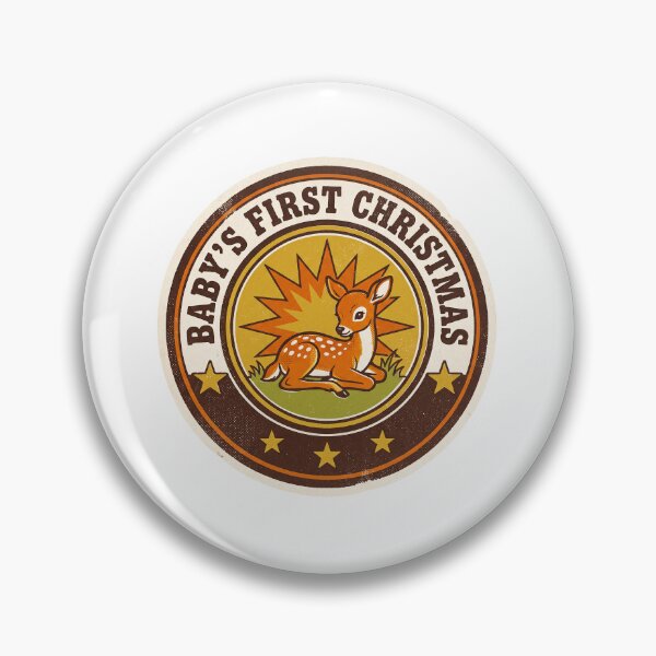 Item preview, Baby's First Christmas — Retro 70s Fawn Badge designed and sold by TheCalmEdit.