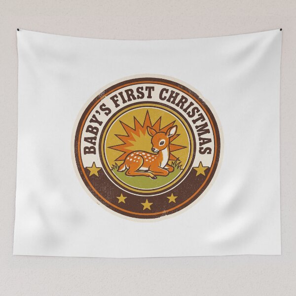 Item preview, Baby's First Christmas — Retro 70s Fawn Badge designed and sold by TheCalmEdit.