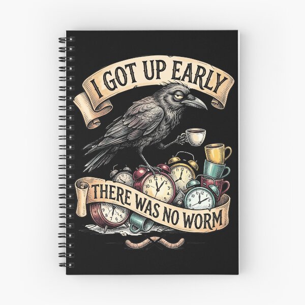 Item preview, I Got Up Early There Was No Worm Coffee Crow Raven Vintage designed and sold by ArcaneArtistry.