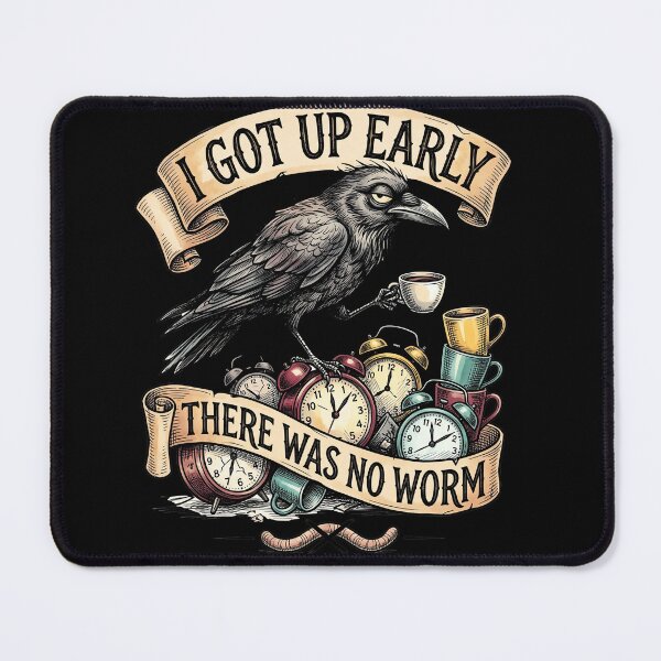 Item preview, I Got Up Early There Was No Worm Coffee Crow Raven Vintage designed and sold by ArcaneArtistry.