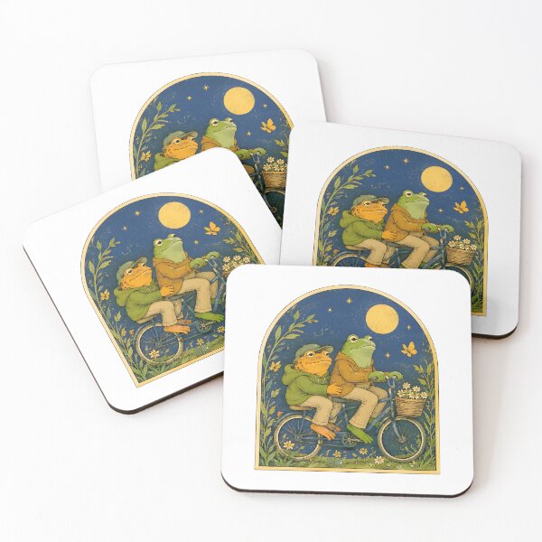Item preview, Cute Frog Couple Riding Bicycle Under The Moon Vintage designed and sold by Aniverlia.