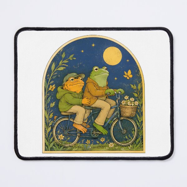 Item preview, Cute Frog Couple Riding Bicycle Under The Moon Vintage designed and sold by Aniverlia.