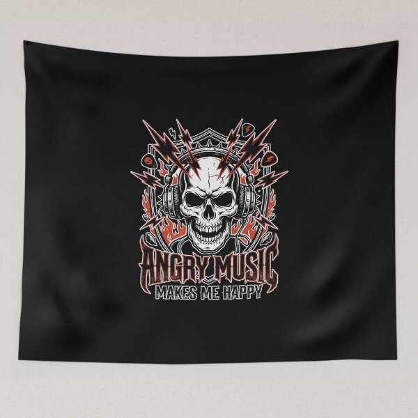 Item preview, Angry Music Makes Me Happy - Funny Heavy Metal & Rock Skull designed and sold by mulliere.