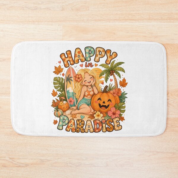Item preview, Happy in Paradise Surf Beach Tropical Autumn Pumpkin Halloween designed and sold by TheChalkyFox.
