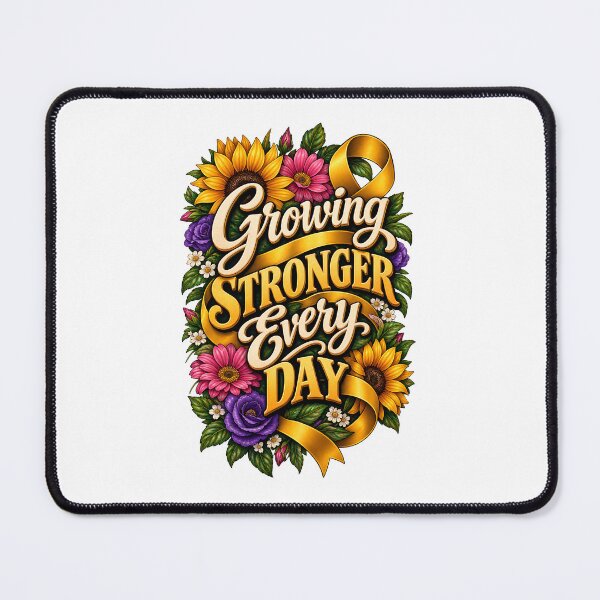 Item preview, Growing Stronger Every Day Floral Ribbon Cancer Recovery designed and sold by UniversPlant | Blooming with Hope.