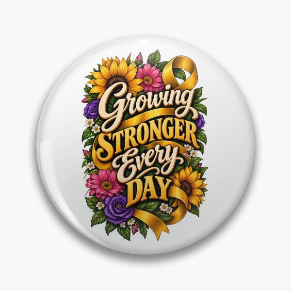 Item preview, Growing Stronger Every Day Floral Ribbon Cancer Recovery designed and sold by UniversPlant | Blooming with Hope.