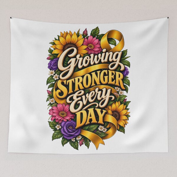 Item preview, Growing Stronger Every Day Floral Ribbon Cancer Recovery designed and sold by UniversPlant | Blooming with Hope.