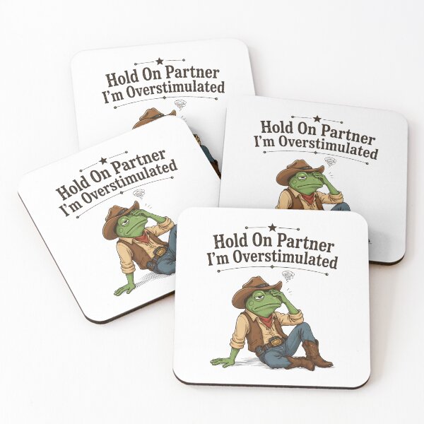 Item preview, Hold On Partner I'm Overstimulated Funny Cowboy Frog Humor designed and sold by Aniverlia.