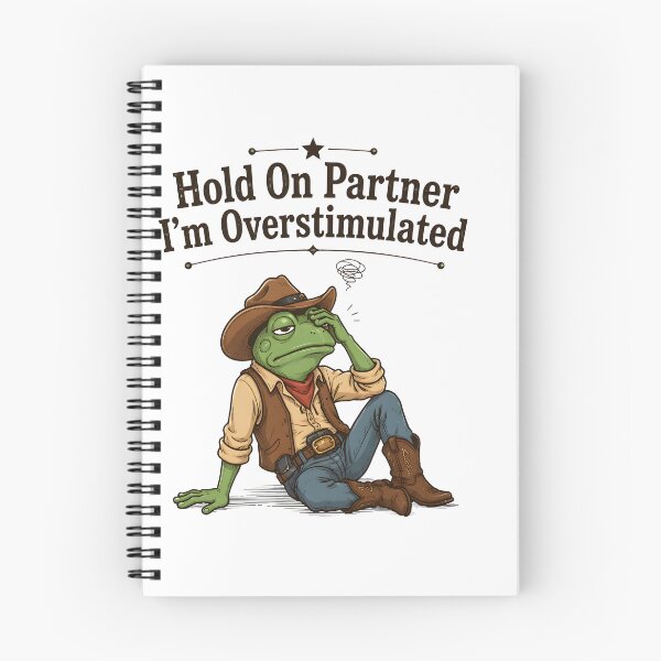 Item preview, Hold On Partner I'm Overstimulated Funny Cowboy Frog Humor designed and sold by Aniverlia.