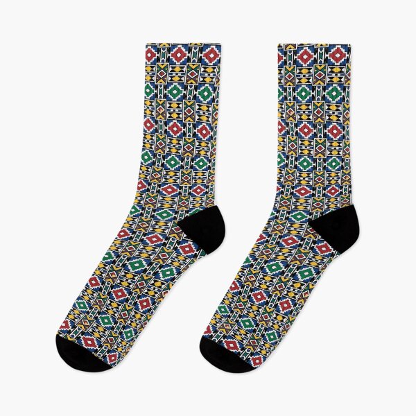 Item preview, Ndebele Tribal Geometric Pattern — Seamless Design in Traditional Mural Colours designed and sold by The Digital Compass.