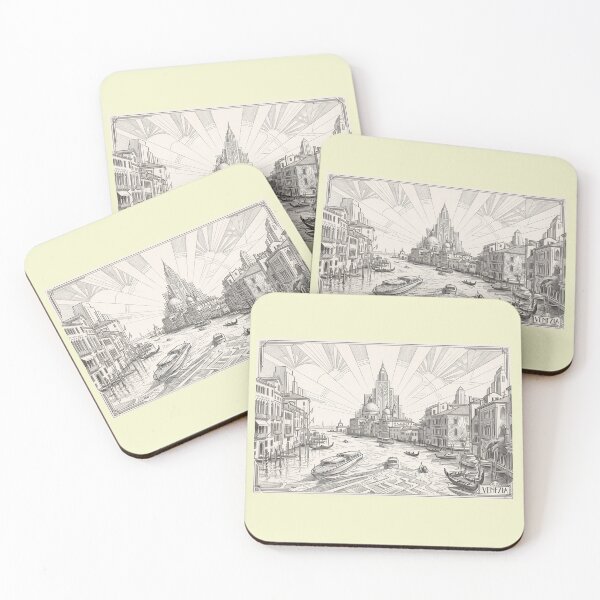 Item preview, Venice Grand Canal Vintage Art Deco Pencil Sketch designed and sold by ArtworkNorth.