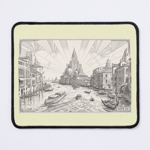 Item preview, Venice Grand Canal Vintage Art Deco Pencil Sketch designed and sold by ArtworkNorth.