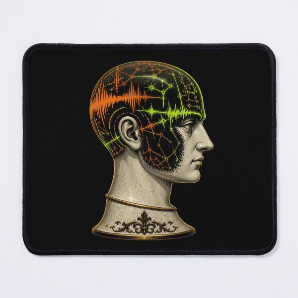 Item preview, Cyberpunk Neon Phrenology Skull Dark Academia Bust designed and sold by LazyDayzCo.