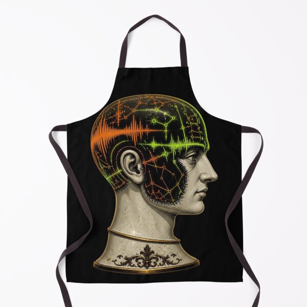 Item preview, Cyberpunk Neon Phrenology Skull Dark Academia Bust designed and sold by LazyDayzCo.