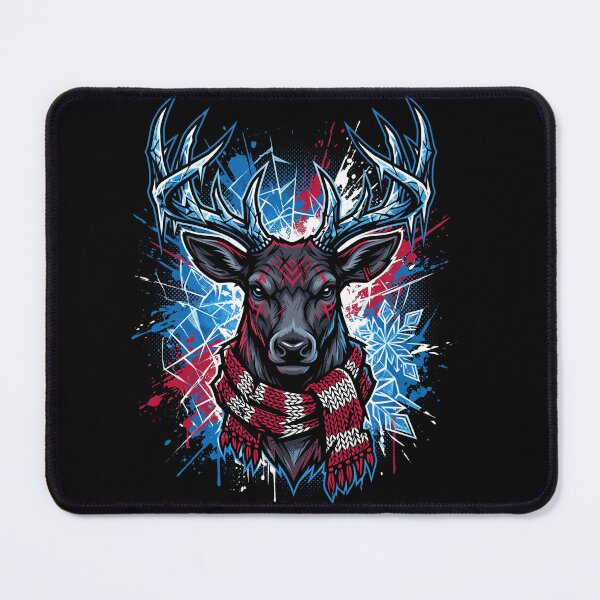 Item preview, Winter Buffalo Head Red Blue White Snowflake Street Art Graphic designed and sold by ArcaneArtistry.