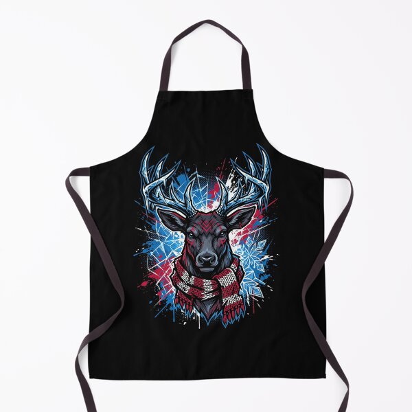 Item preview, Winter Buffalo Head Red Blue White Snowflake Street Art Graphic designed and sold by ArcaneArtistry.