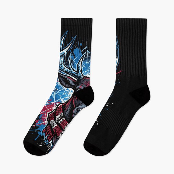 Item preview, Winter Buffalo Head Red Blue White Snowflake Street Art Graphic designed and sold by ArcaneArtistry.