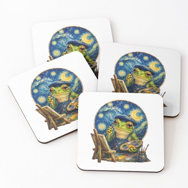 Item preview, Frog Artist Painting Under The Stars Whimsical Art Lover designed and sold by Aniverlia.