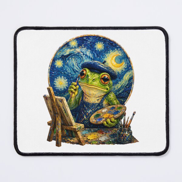 Item preview, Frog Artist Painting Under The Stars Whimsical Art Lover designed and sold by Aniverlia.