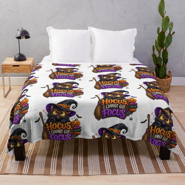 Item preview, Hocus I Cannot Focus – Funny Halloween Black Cat Witch Design designed and sold by CreativeNest Prints.