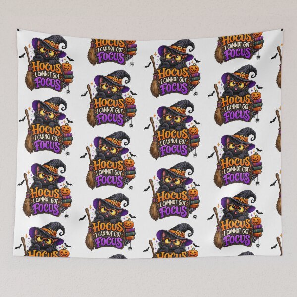 Item preview, Hocus I Cannot Focus – Funny Halloween Black Cat Witch Design designed and sold by CreativeNest Prints.