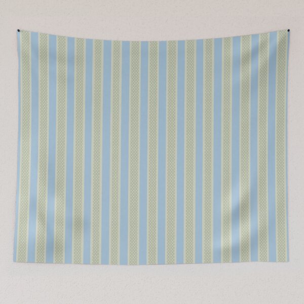 Item preview, Soft Blue & Sage Green Polka Dot Stripe-Vintage Cottage designed and sold by The Flying Bunny Studio.