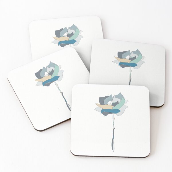 Item preview, Grey & Blue Long Stem Rose - Abstract Geometric Flower Art designed and sold by iampaulmorris.