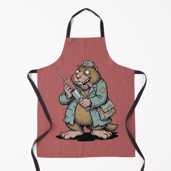 Item preview, Dr. Marmot’s Terminal Cure: Mad Rodent Nurse Satirical Art Print designed and sold by FreiherrPK.