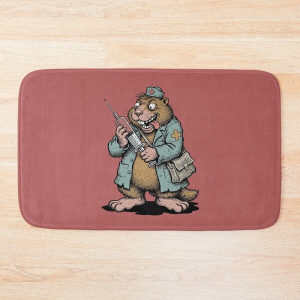 Item preview, Dr. Marmot’s Terminal Cure: Mad Rodent Nurse Satirical Art Print designed and sold by FreiherrPK.