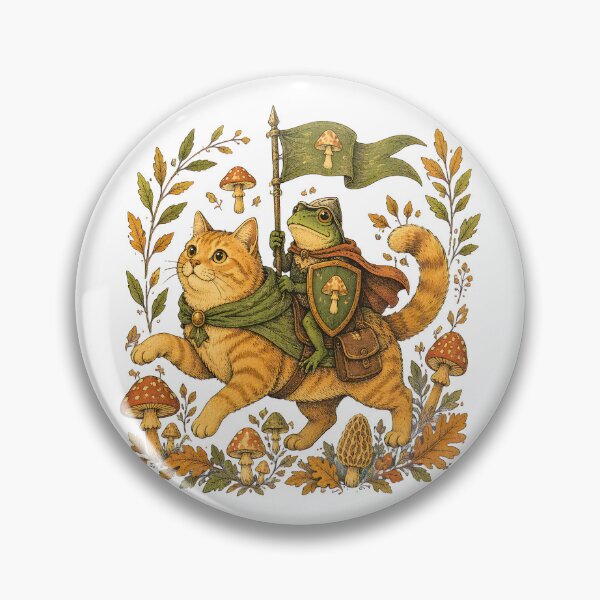 Item preview, Frog Knight And Cat Adventure Fantasy Woodland Mushroom designed and sold by Aniverlia.