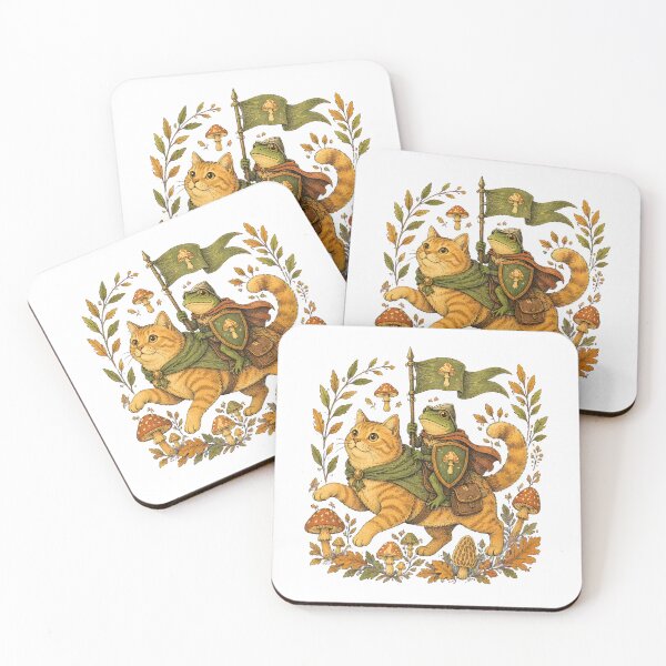 Item preview, Frog Knight And Cat Adventure Fantasy Woodland Mushroom designed and sold by Aniverlia.