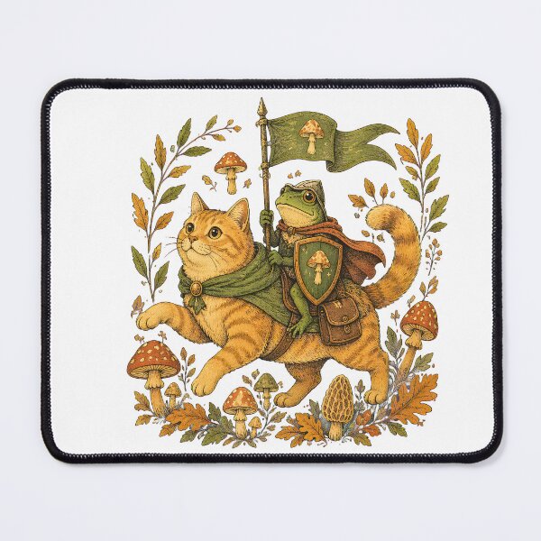 Item preview, Frog Knight And Cat Adventure Fantasy Woodland Mushroom designed and sold by Aniverlia.