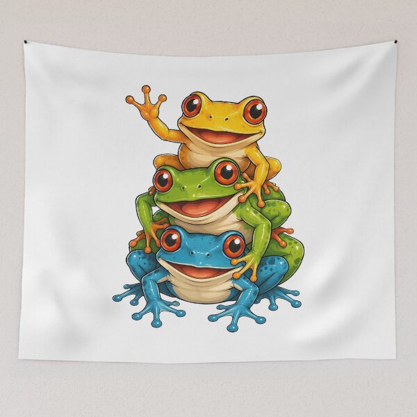 Item preview, Cute Colorful Frog Stack Funny Frog Lover Cartoon designed and sold by Aniverlia.