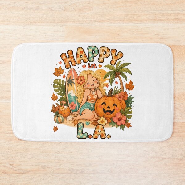 Item preview, Happy in Los Angeles Tropical Autumn Pumpkin Halloween designed and sold by TheChalkyFox.