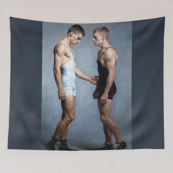 Item preview, Intimate Wrestlers Stare – Classical Homoerotic Art designed and sold by gayishdesign.