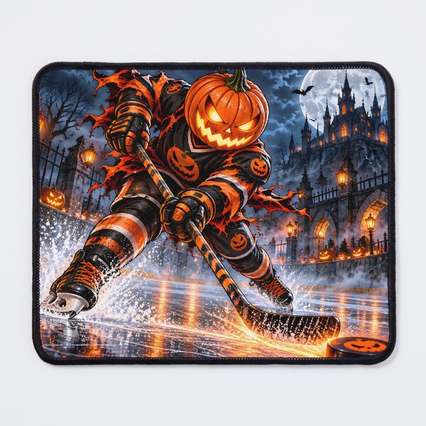 Item preview, Halloween Pumpkin Ice Hockey Player in Action designed and sold by PRINTIONAL.