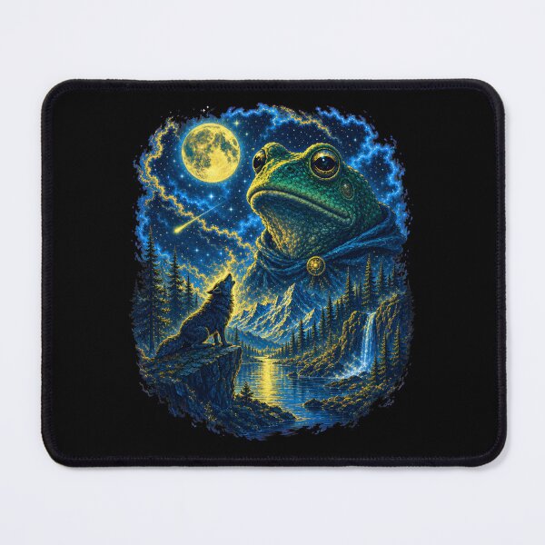 Item preview, Celestial Frog And Wolf Under The Moon Dark Fantasy Night designed and sold by Aniverlia.