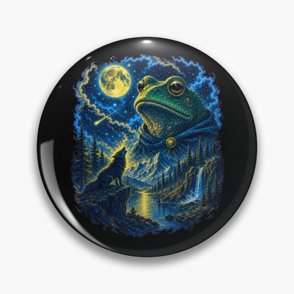 Item preview, Celestial Frog And Wolf Under The Moon Dark Fantasy Night designed and sold by Aniverlia.