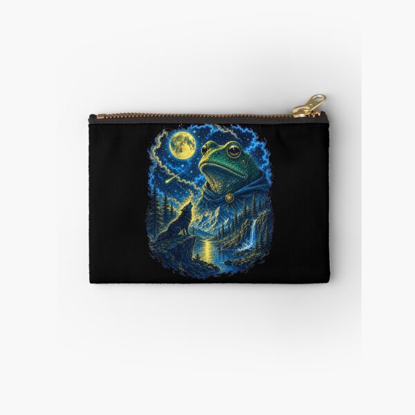 Item preview, Celestial Frog And Wolf Under The Moon Dark Fantasy Night designed and sold by Aniverlia.