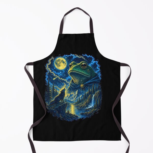 Item preview, Celestial Frog And Wolf Under The Moon Dark Fantasy Night designed and sold by Aniverlia.