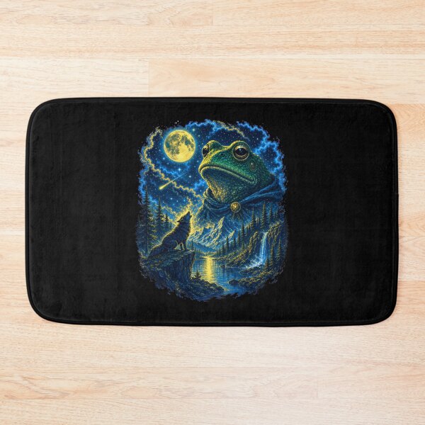 Item preview, Celestial Frog And Wolf Under The Moon Dark Fantasy Night designed and sold by Aniverlia.