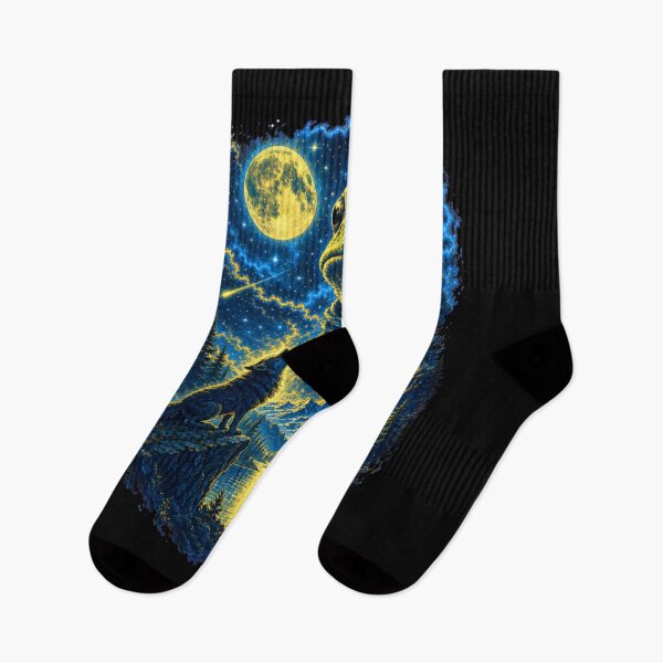 Item preview, Celestial Frog And Wolf Under The Moon Dark Fantasy Night designed and sold by Aniverlia.