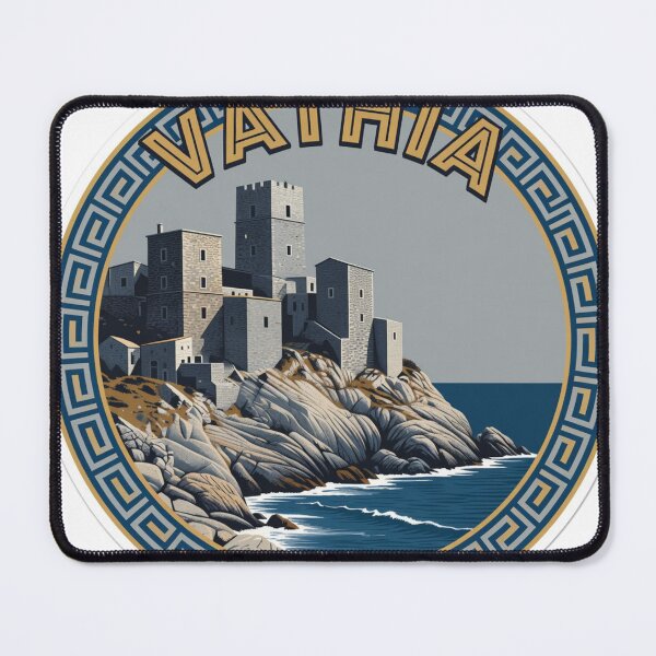 Item preview, Vathia Towers Greece Sticker designed and sold by Imaginarium of Chaos falcon88 .