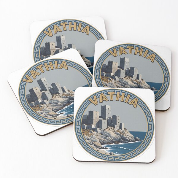 Item preview, Vathia Towers Greece Sticker designed and sold by Imaginarium of Chaos falcon88 .