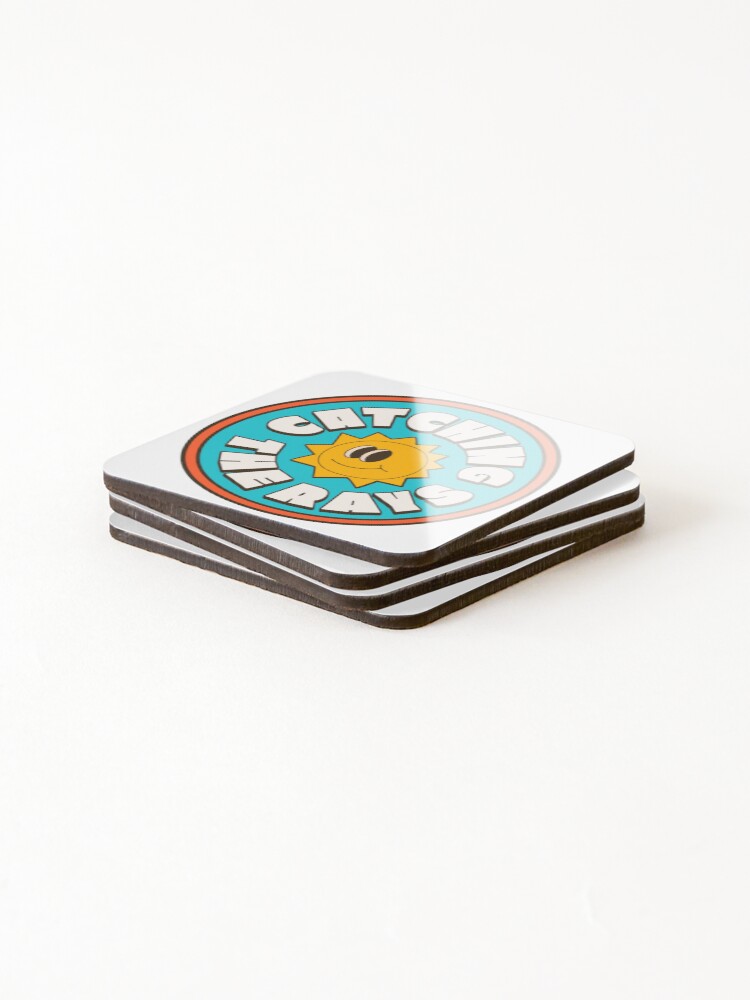 Thumbnail 4 of 5, Coasters (Set of 4), Catching The Rays Retro Sun Sticker designed and sold by VisionCrafted.
