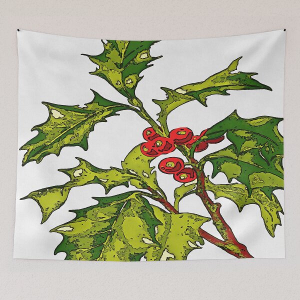 Item preview, Black Outline Art Of Christmas Holly designed and sold by taiche.