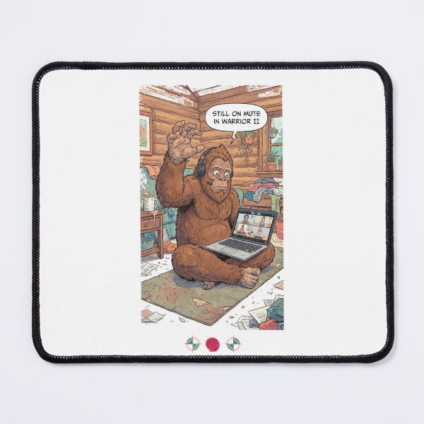 Item preview, Still on Mute in Warrior II - Funny Bigfoot Zoom Yoga Fail Retro Comic Design designed and sold by Whimsy Trail Co.